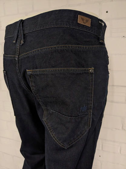 PME Legend-Jeans. Dunkelblau gefärbt. Größe B33 - L30. Typ Aero Union 1959.