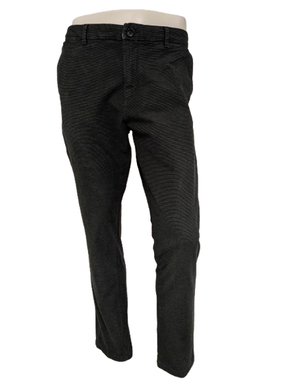 WE Pantalones / pantalones de moda. Verde Negro rayado. Tamaño W34 - L34. estirar.