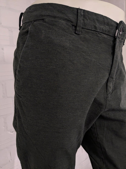 WE Pantalones / pantalones de moda. Verde Negro rayado. Tamaño W34 - L34. estirar.