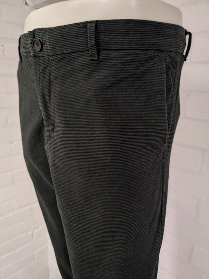 WE Pantalones / pantalones de moda. Verde Negro rayado. Tamaño W34 - L34. estirar.