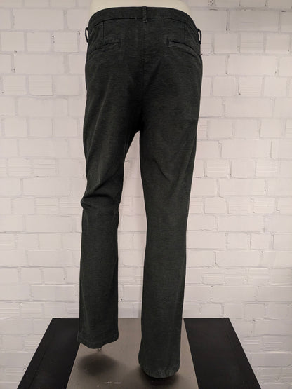 WE Pantalones / pantalones de moda. Verde Negro rayado. Tamaño W34 - L34. estirar.