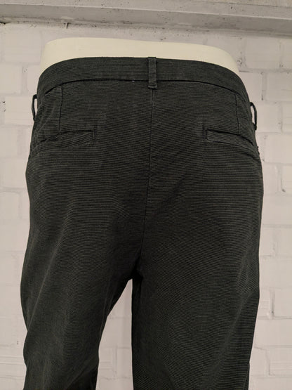 WE Pantalones / pantalones de moda. Verde Negro rayado. Tamaño W34 - L34. estirar.