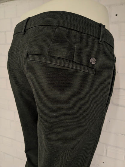 WE Pantalones / pantalones de moda. Verde Negro rayado. Tamaño W34 - L34. estirar.