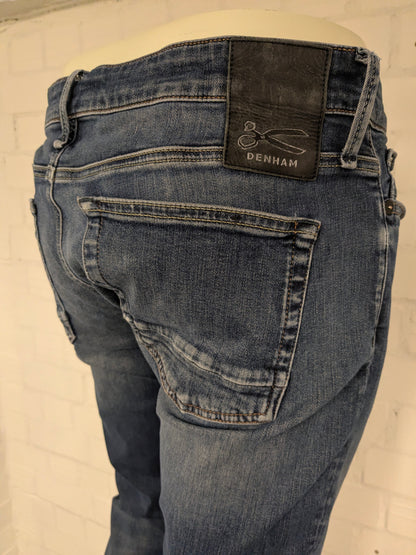 Denham jeans. Blauw gekleurd. Maat W32 - L32. Bolt Skinny fit. stretch.