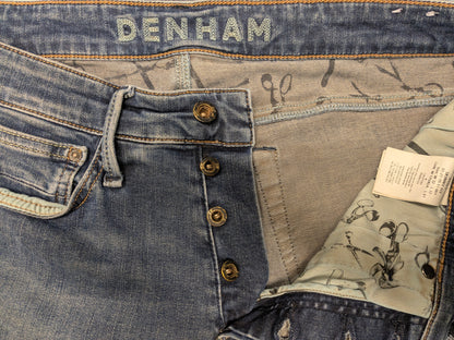 Denham jeans. Blauw gekleurd. Maat W32 - L32. Bolt Skinny fit. stretch.
