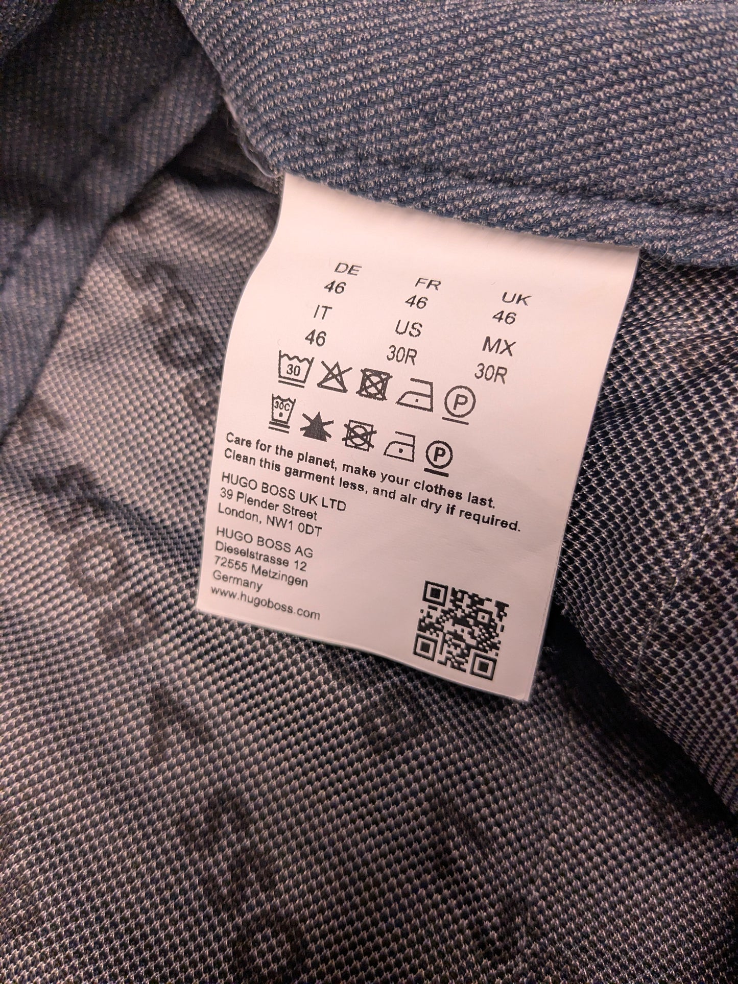Pantalon / pantalon Boss Hugo Boss Performance. Motif mixte gris. Taille 46 / S. extensible.