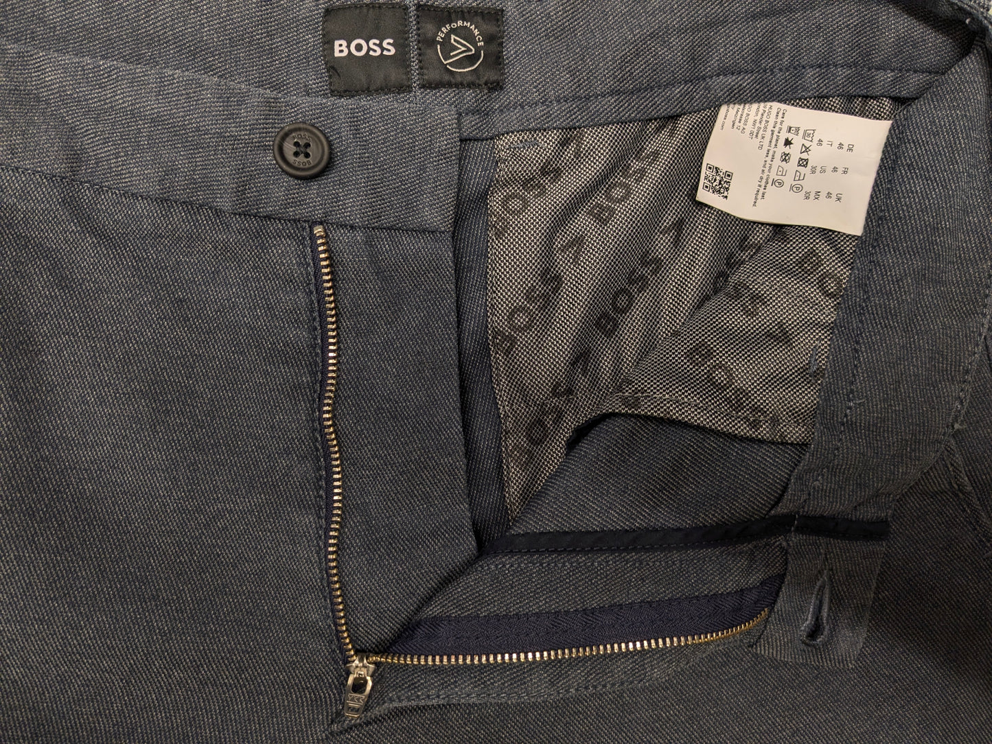 Pantalon / pantalon Boss Hugo Boss Performance. Motif mixte gris. Taille 46 / S. extensible.