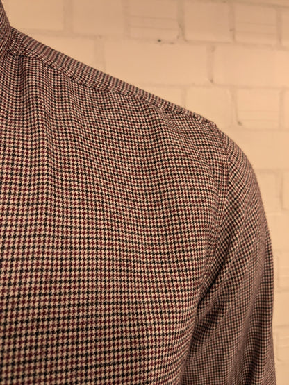 Giordano overhemd. Rood Zwart Wit motief. Maat L.