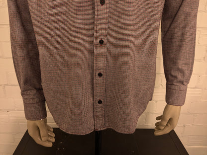 Giordano overhemd. Rood Zwart Wit motief. Maat L.