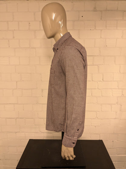 Giordano overhemd. Rood Zwart Wit motief. Maat L.