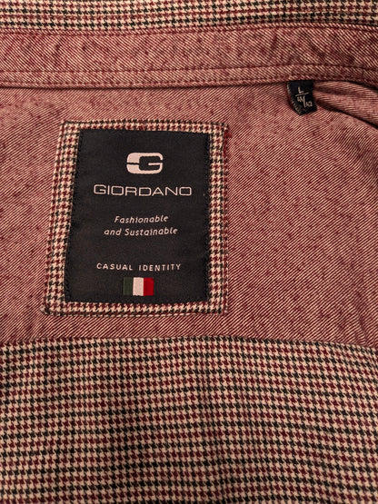 Giordano overhemd. Rood Zwart Wit motief. Maat L.