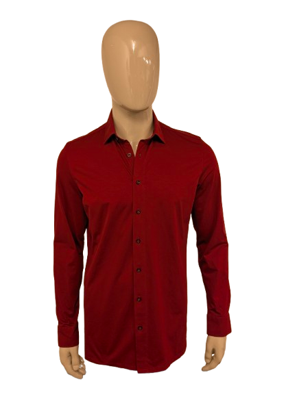 Olymp Luxor overhemd. Donker Rood gemêleerd. Maat 41 / L. modern fit. stretch.