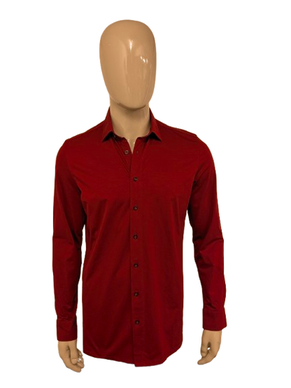 Olymp Luxor overhemd. Donker Rood gemêleerd. Maat 41 / L. modern fit. stretch.