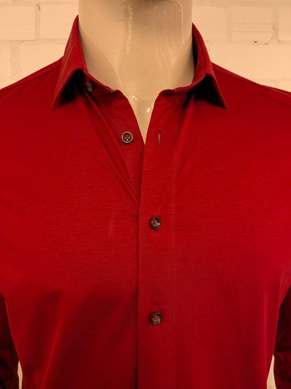 Olymp Luxor overhemd. Donker Rood gemêleerd. Maat 41 / L. modern fit. stretch.