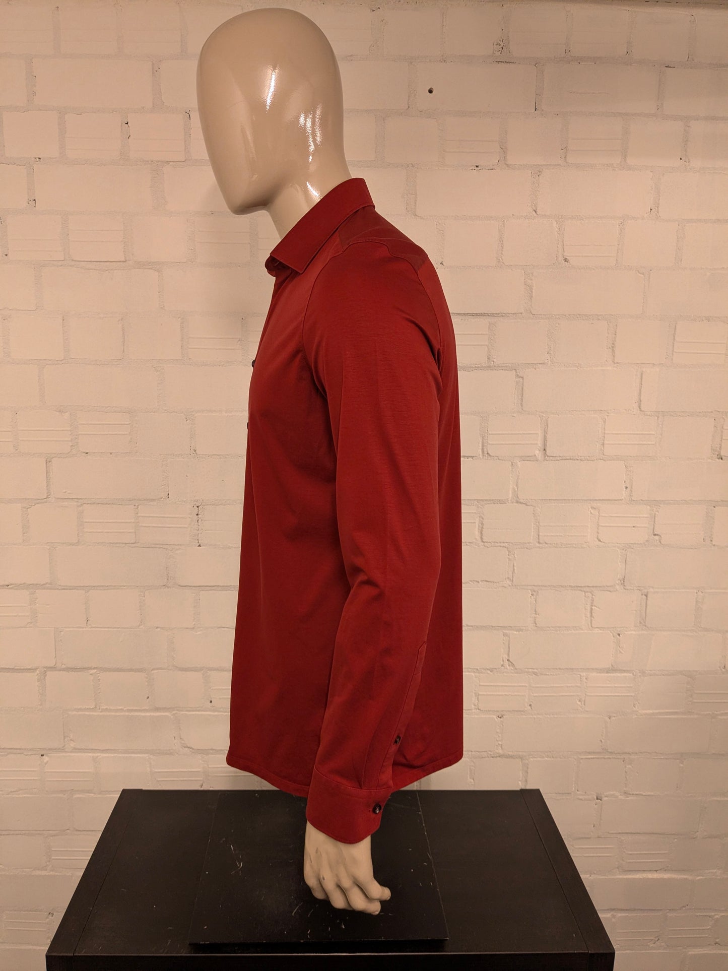 Olymp Luxor overhemd. Donker Rood gemêleerd. Maat 41 / L. modern fit. stretch.