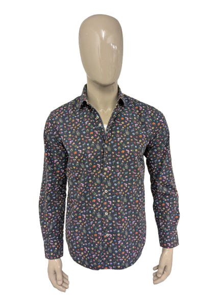 Stanley & Morgan overhemd. Gekleurde bloemen print. Maat M.