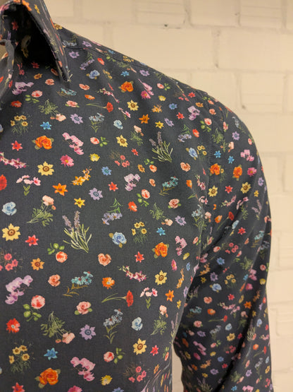 Stanley & Morgan overhemd. Gekleurde bloemen print. Maat M.