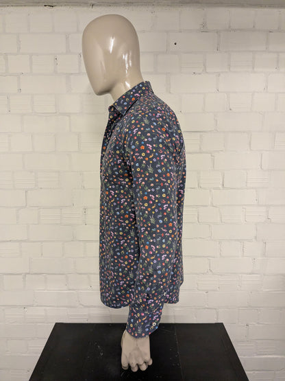 Stanley & Morgan overhemd. Gekleurde bloemen print. Maat M.
