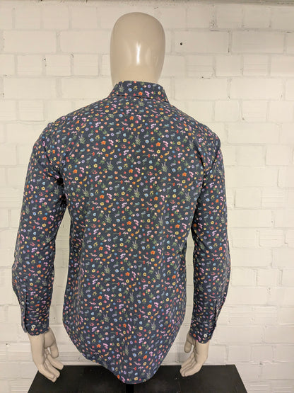 Stanley & Morgan overhemd. Gekleurde bloemen print. Maat M.