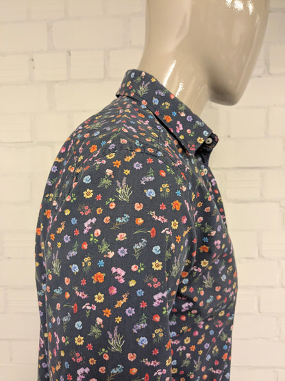 Stanley & Morgan overhemd. Gekleurde bloemen print. Maat M.