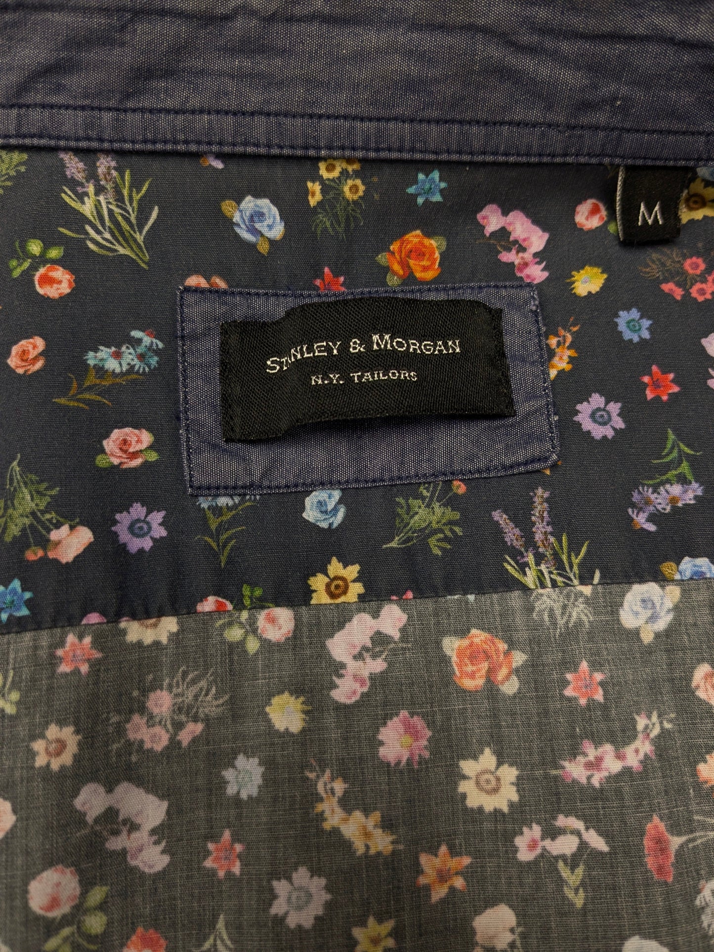 Stanley & Morgan overhemd. Gekleurde bloemen print. Maat M.