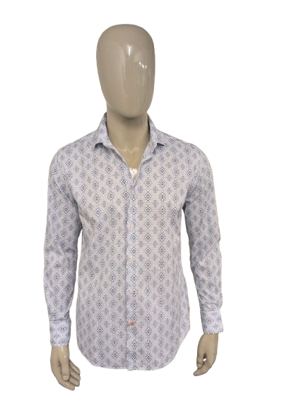 Camisa Flexx Ámsterdam. Estampado azul blanco. Talla L.