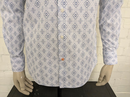Flexx Amsterdam overhemd. Blauw Witte print. Maat L.