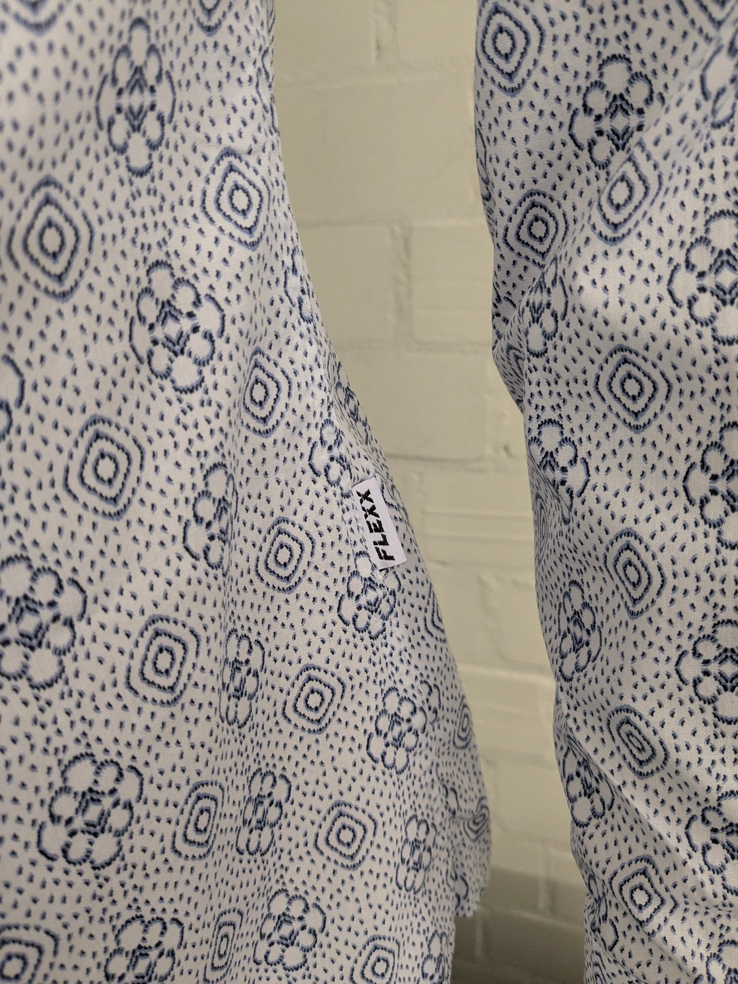 Flexx Amsterdam overhemd. Blauw Witte print. Maat L.