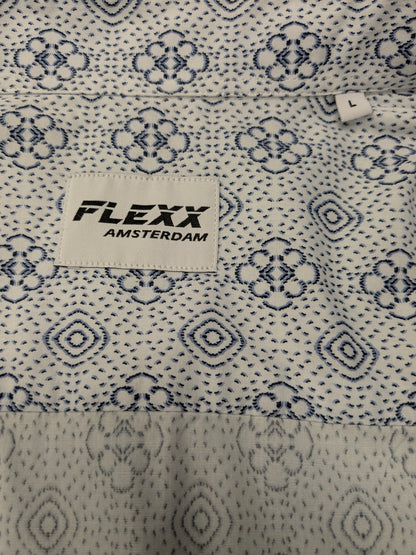 Flexx Amsterdam overhemd. Blauw Witte print. Maat L.