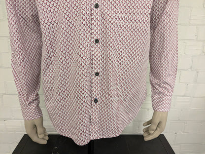 Bluefields overhemd. Rood Blauw Beige print. Maat L.