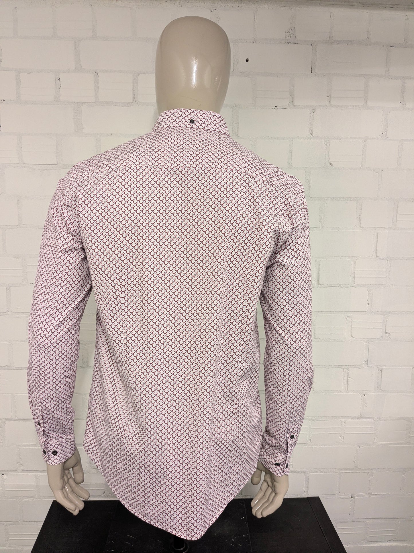Bluefields overhemd. Rood Blauw Beige print. Maat L.