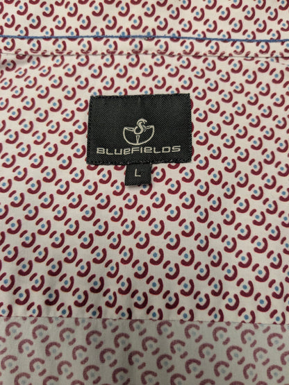 Bluefields overhemd. Rood Blauw Beige print. Maat L.