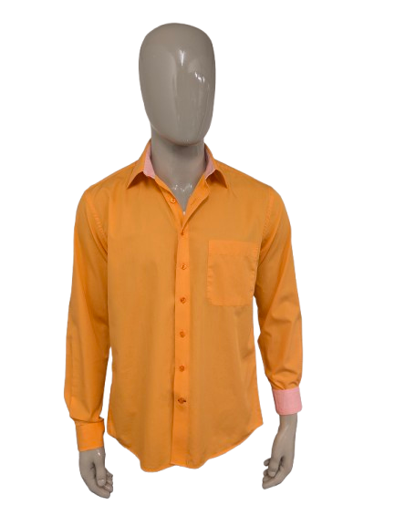For Men Deep Blue overhemd. Oranje gekleurd. Maat M. regular fit.