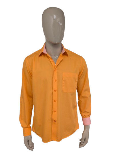 For Men Deep Blue overhemd. Oranje gekleurd. Maat M. regular fit.