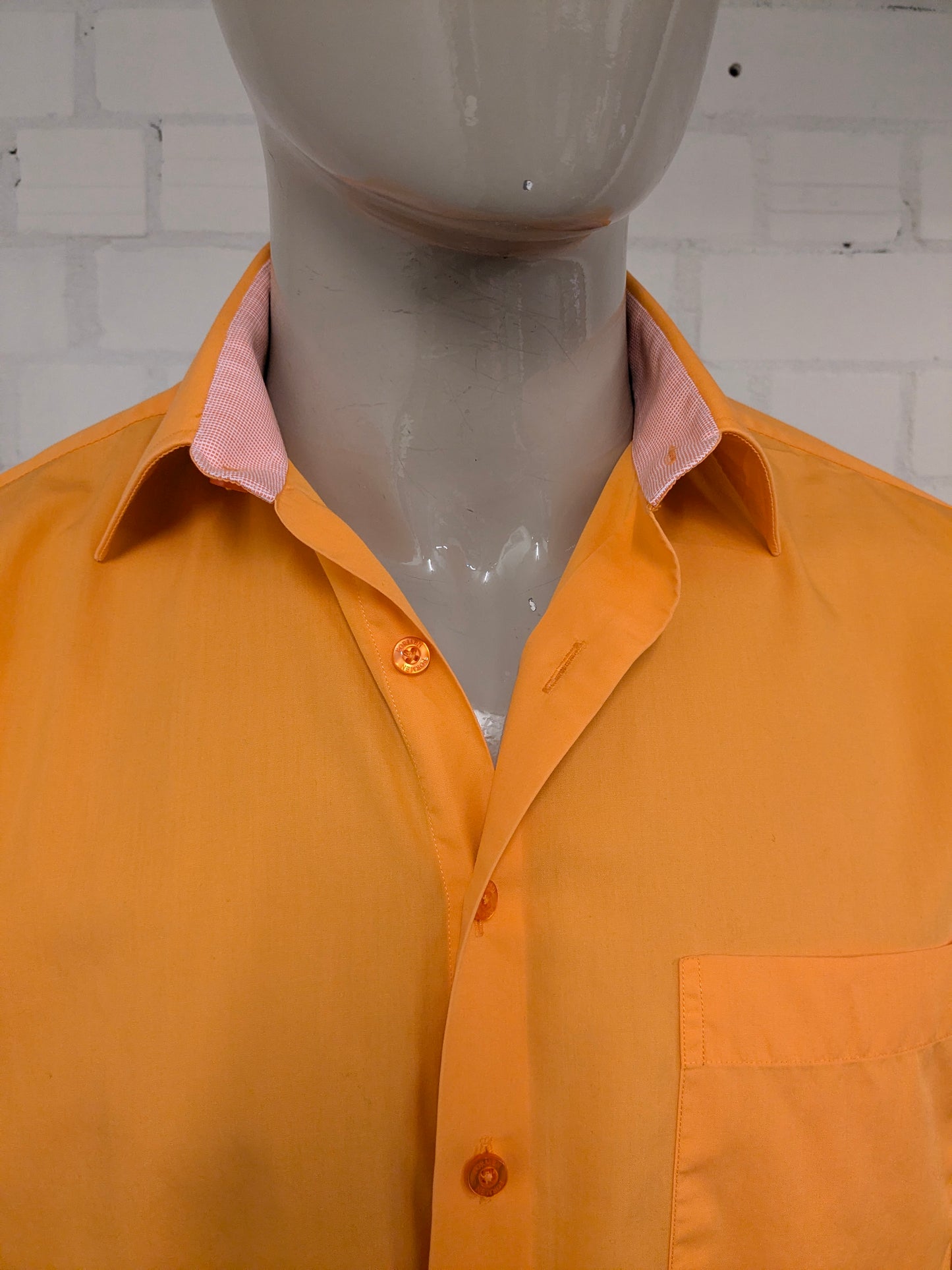 For Men Deep Blue overhemd. Oranje gekleurd. Maat M. regular fit.