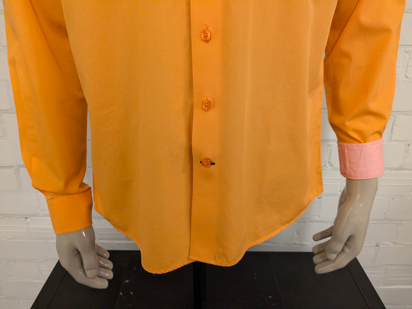 For Men Deep Blue overhemd. Oranje gekleurd. Maat M. regular fit.