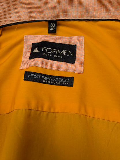 For Men Deep Blue overhemd. Oranje gekleurd. Maat M. regular fit.