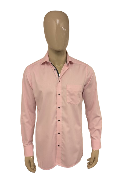 Olymp Luxor overhemd. Roze motief. Maat M. modern fit.
