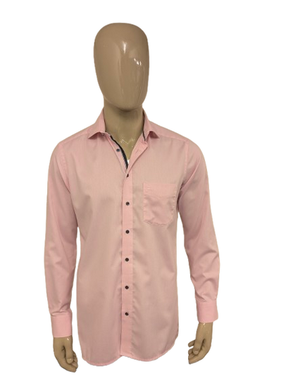 Olymp Luxor overhemd. Roze motief. Maat M. modern fit.