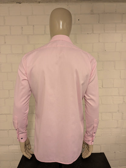 Olymp Luxor overhemd. Roze motief. Maat M. modern fit.