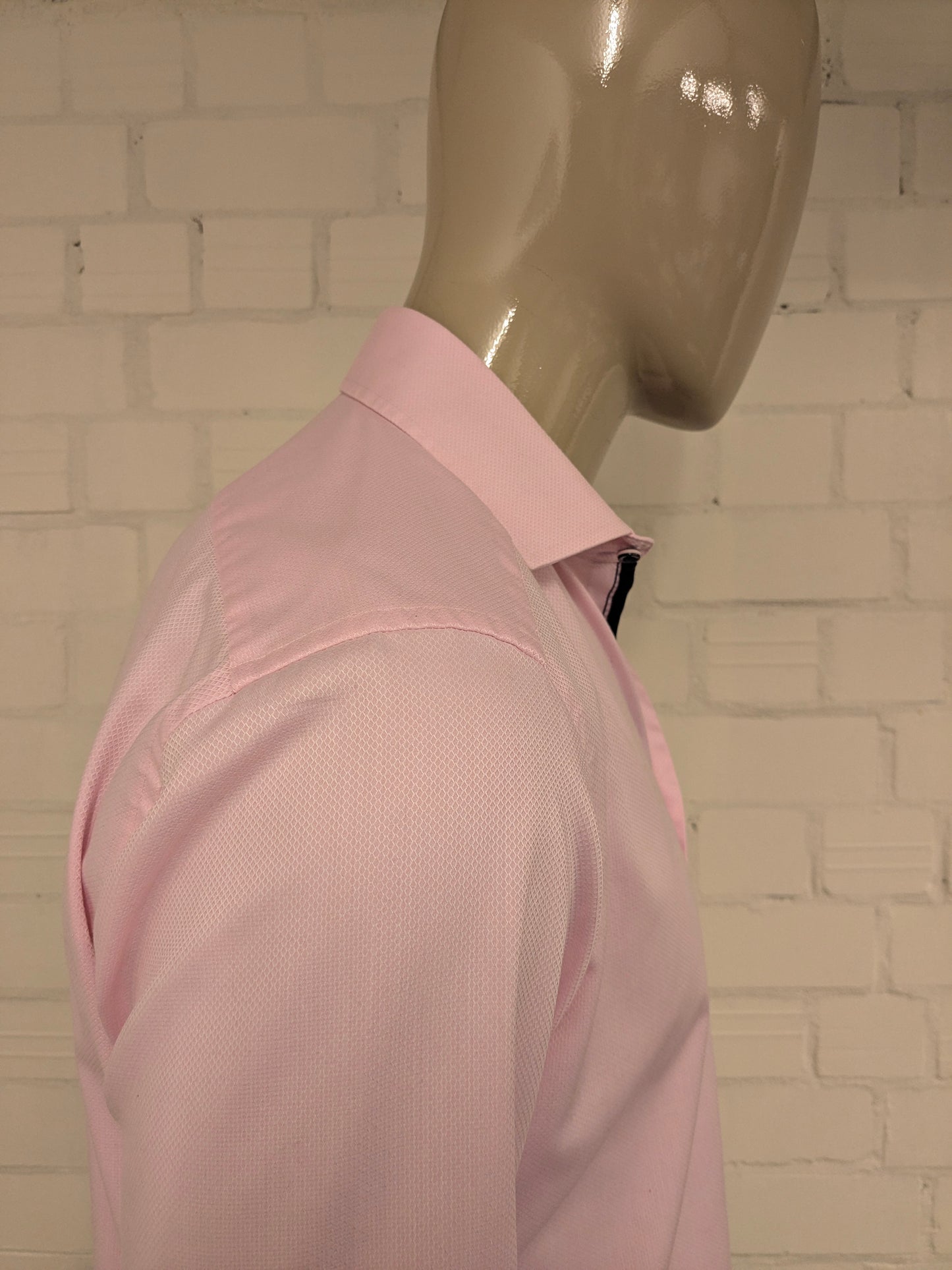 Olymp Luxor overhemd. Roze motief. Maat M. modern fit.