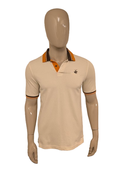 Beverly Hills polo club polo. Beige Bruin Oranje gekleurd. Maat M. fitted.