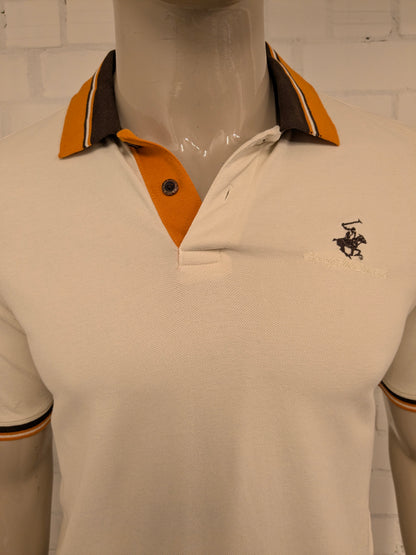 Beverly Hills polo club polo. Beige Bruin Oranje gekleurd. Maat M. fitted.