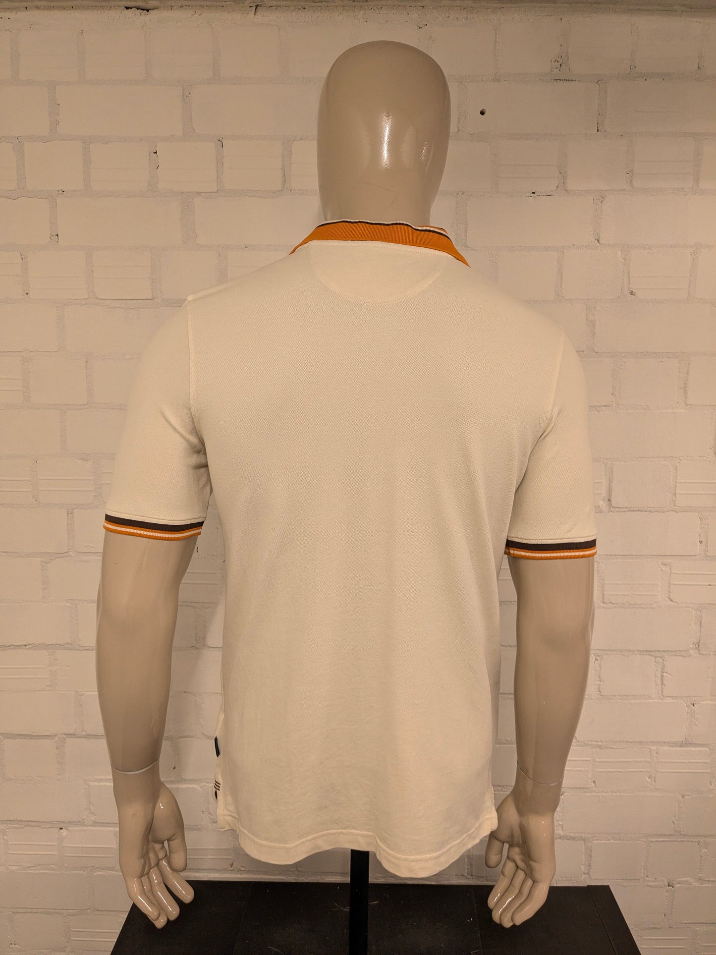 Beverly Hills polo club polo. Beige Bruin Oranje gekleurd. Maat M. fitted.