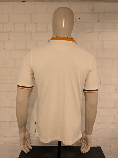 Beverly Hills polo club polo. Beige Bruin Oranje gekleurd. Maat M. fitted.