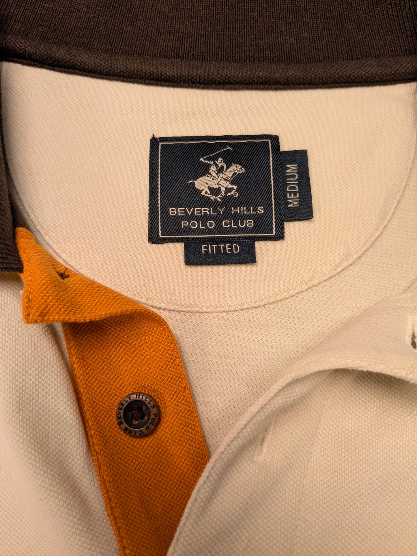 Beverly Hills polo club polo. Beige Bruin Oranje gekleurd. Maat M. fitted.