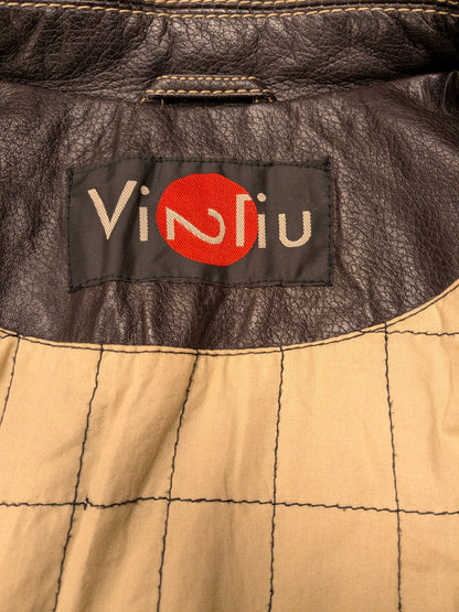 Vi21iu Leren Jas. Donker Bruin gekleurd. Maat XL.