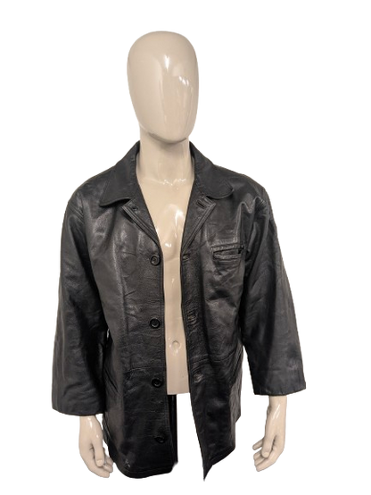 Leren jas / jack. Zwart gekleurd. Maat L. #801.