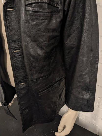 Leren jas / jack. Zwart gekleurd. Maat L. #801.