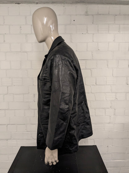 Leren jas / jack. Zwart gekleurd. Maat L. #801.